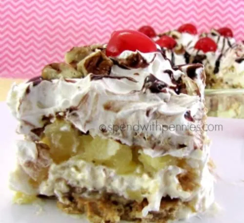 No-Bake Banana Split Icebox Cake