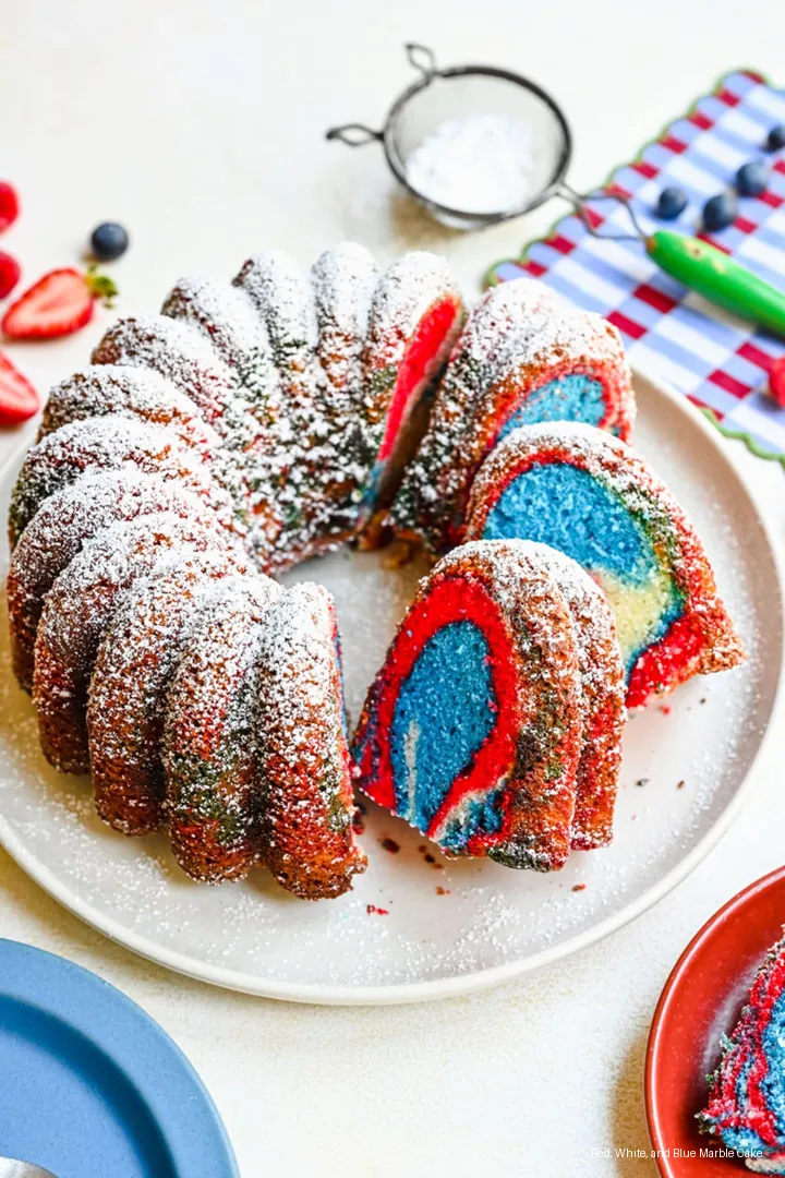 Red, White, and Blue Marble Cake