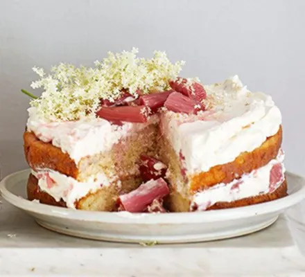 Rhubarb Elderflower Cake