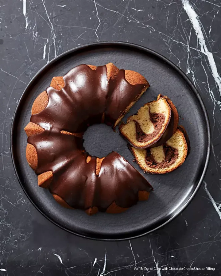 Vanilla Bundt Cake with Chocolate Cream Cheese Filling