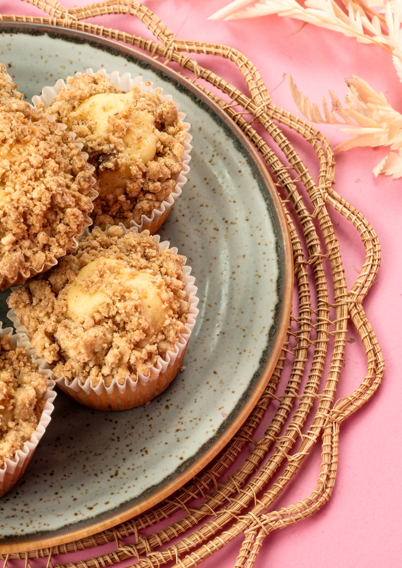 Detail of Coffee Cake Muffins on a Plate