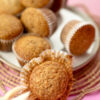 Close-up of moist applesauce muffin in paper liner
