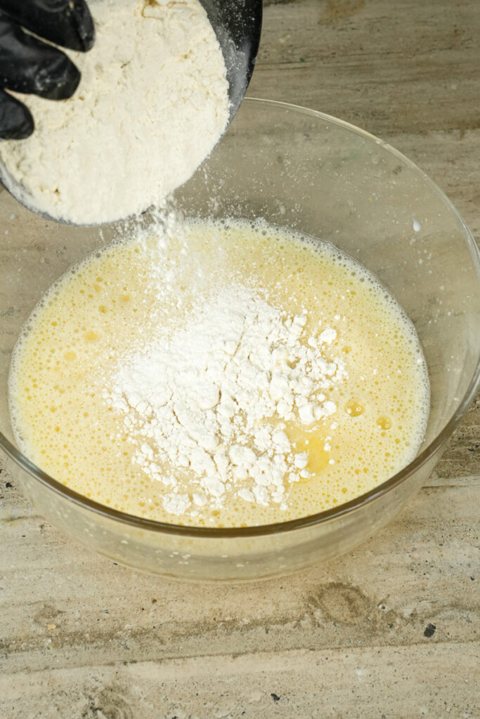 Incorporating flour into chocolate muffin mixture