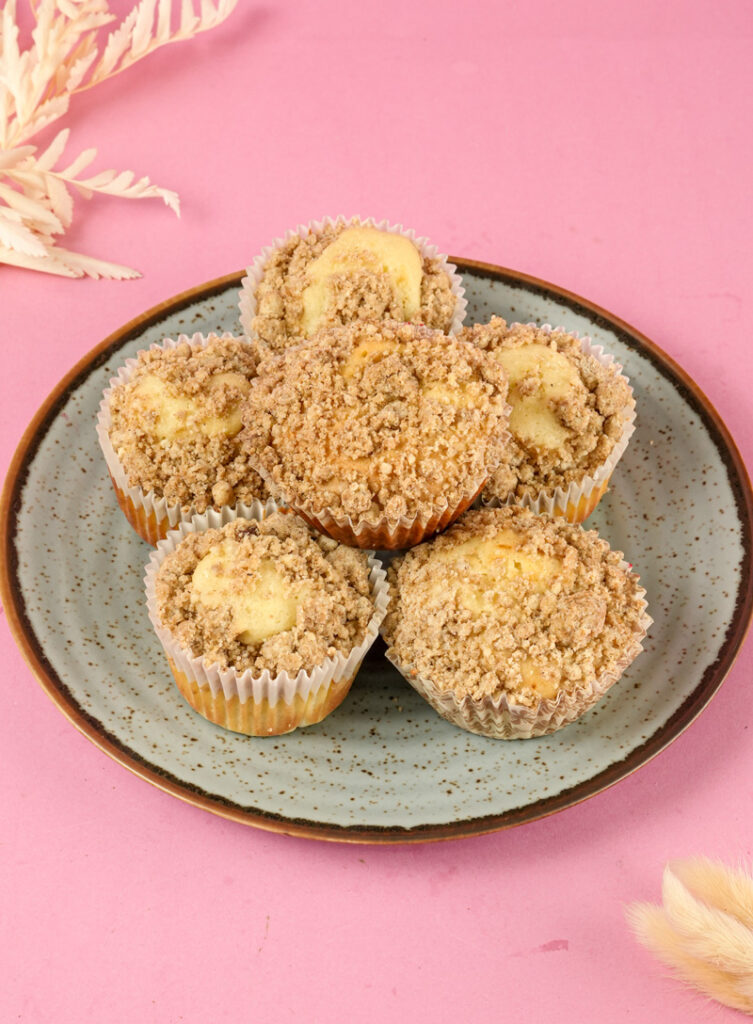 Detail of Coffee Cake Muffins on a Plate