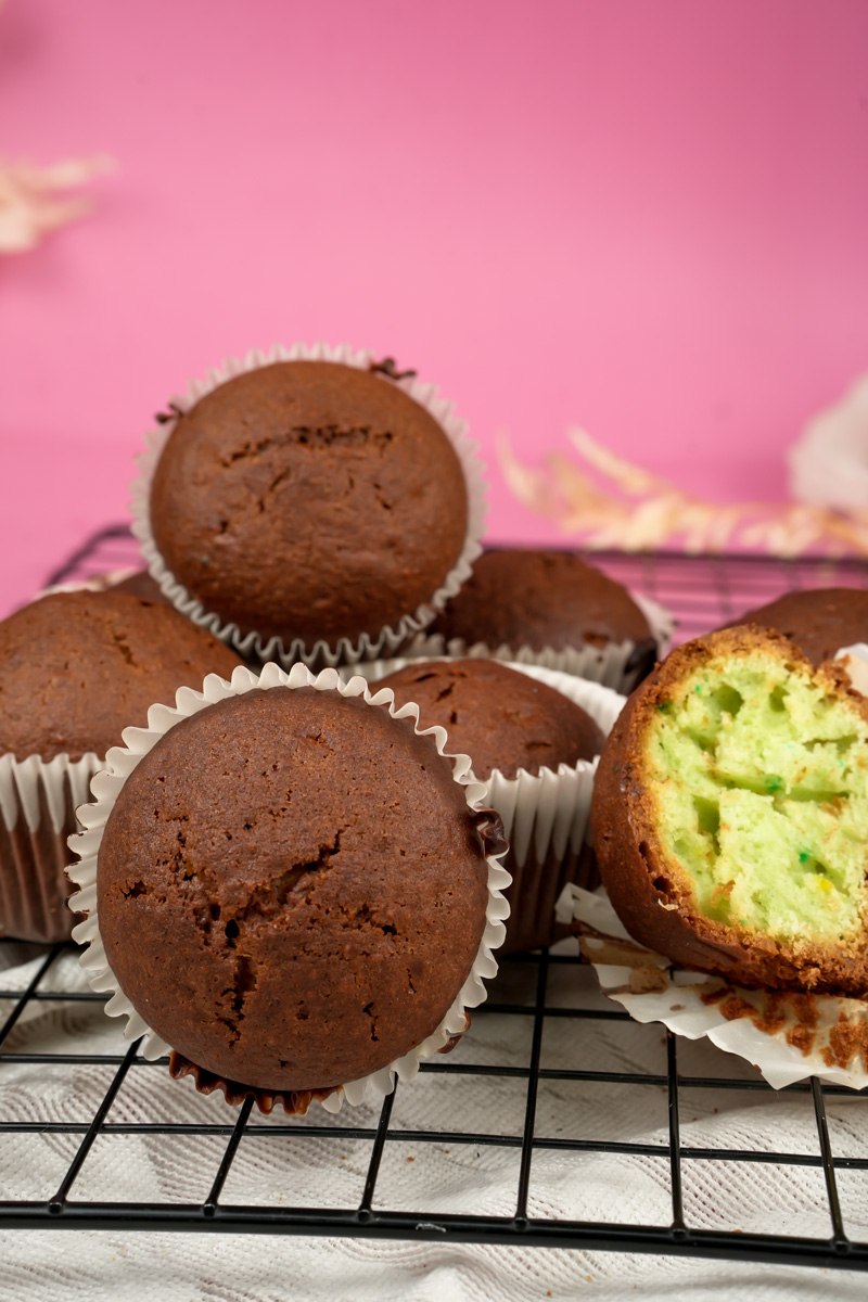 pistachio muffins with bright green crumb texture