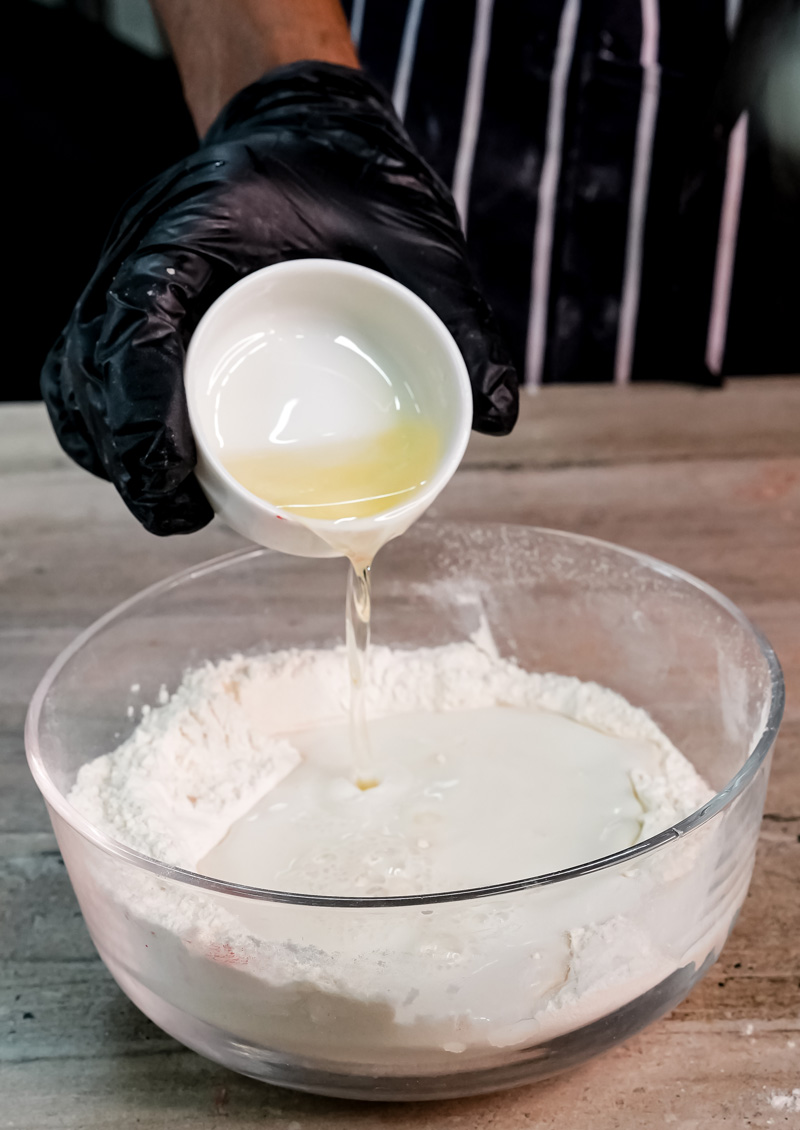 Adding melted butter to gluten-free pancake batter