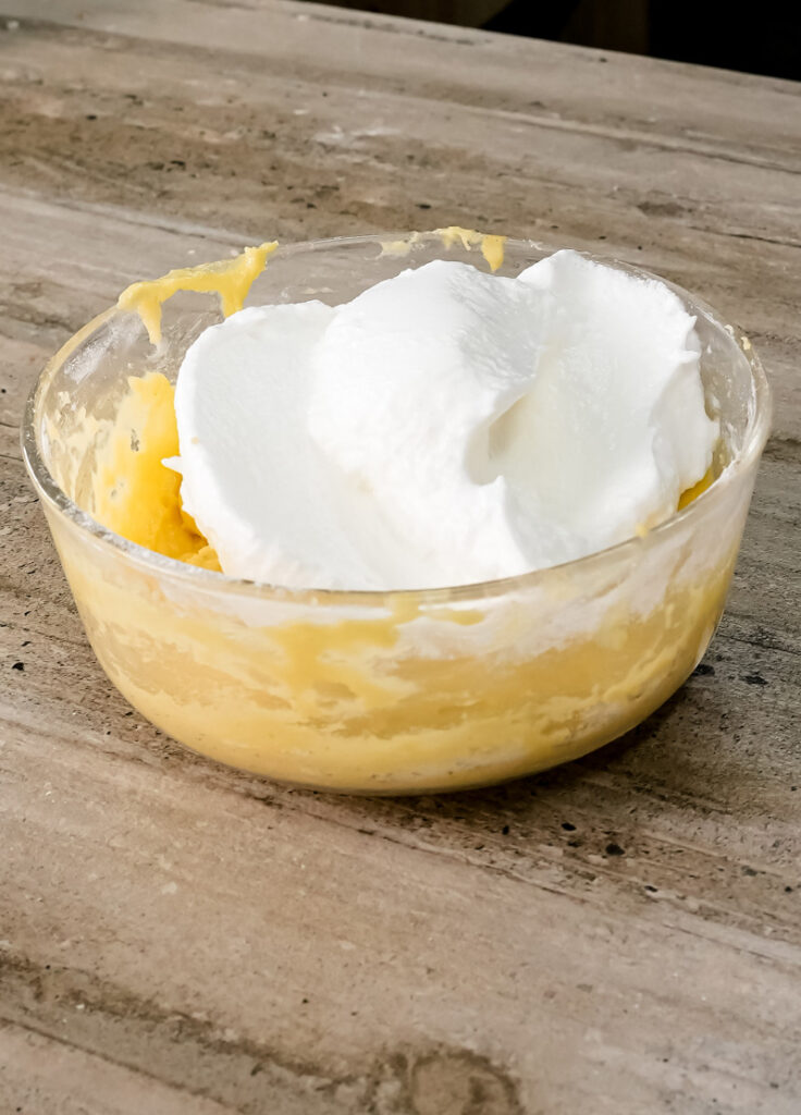 Folding meringue into Japanese pancake batter