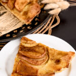 German Apple Pancake slice on white plate showing fluffy texture