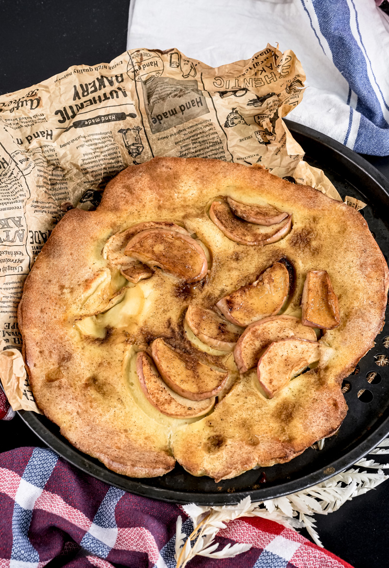 Golden German Apple Pancake fresh from oven