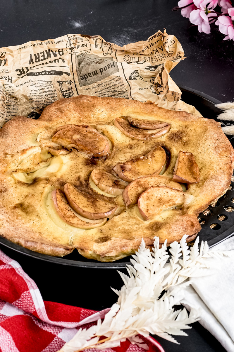 Homemade German Apple Pancake with caramelized apple topping