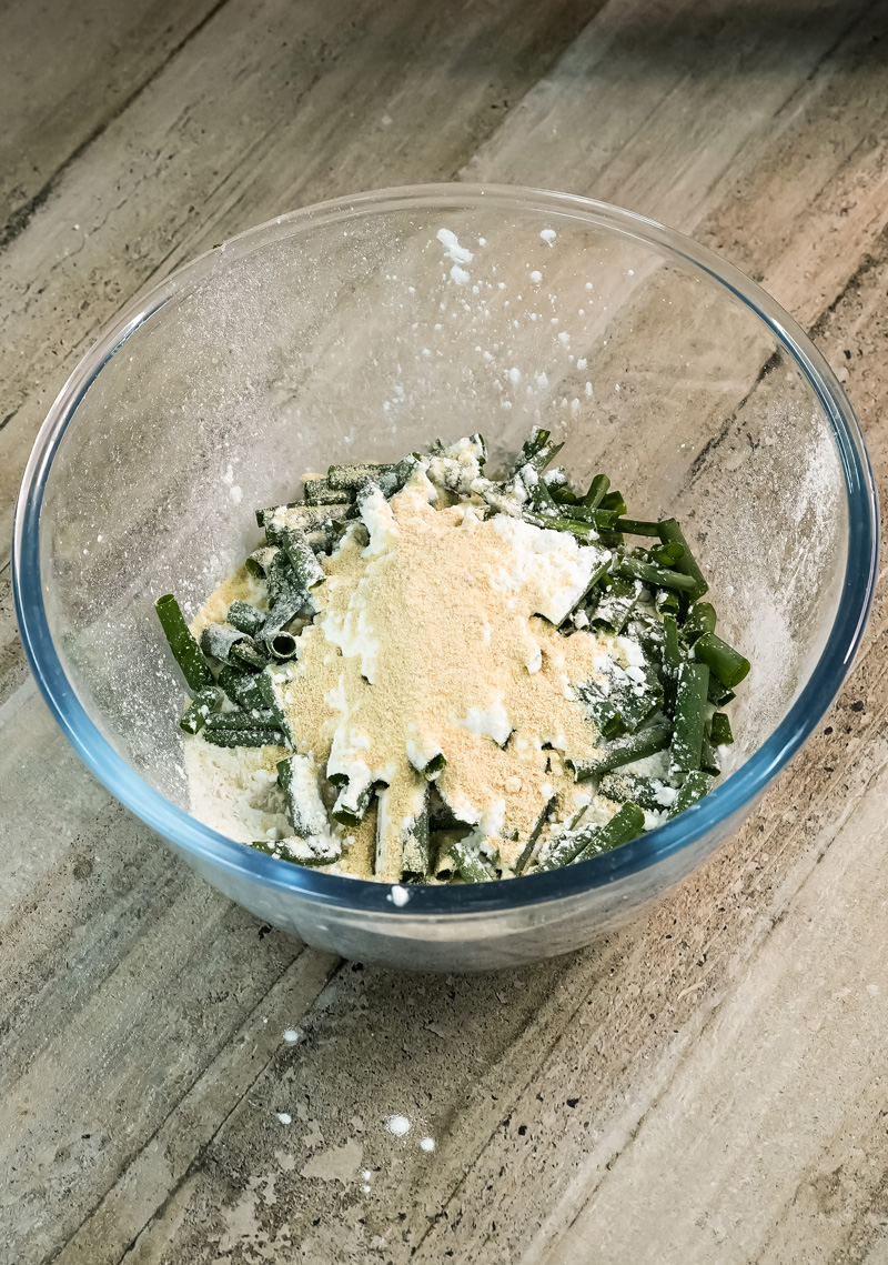 Korean pajeon batter with scallions and flour mixture