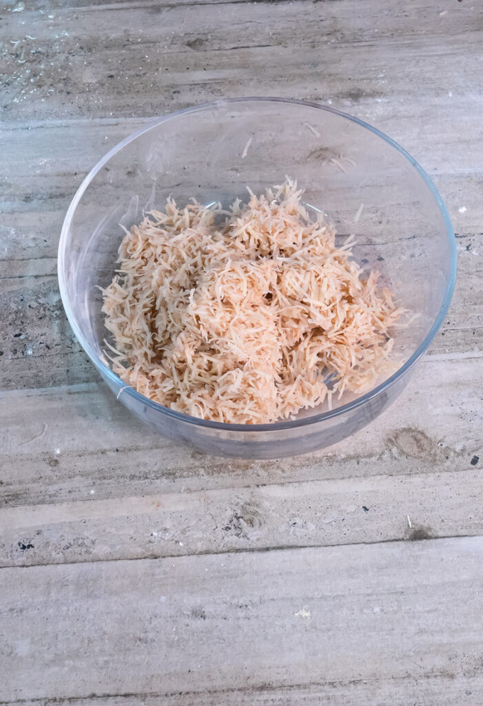 Prepared potato pancake mixture ready for cooking