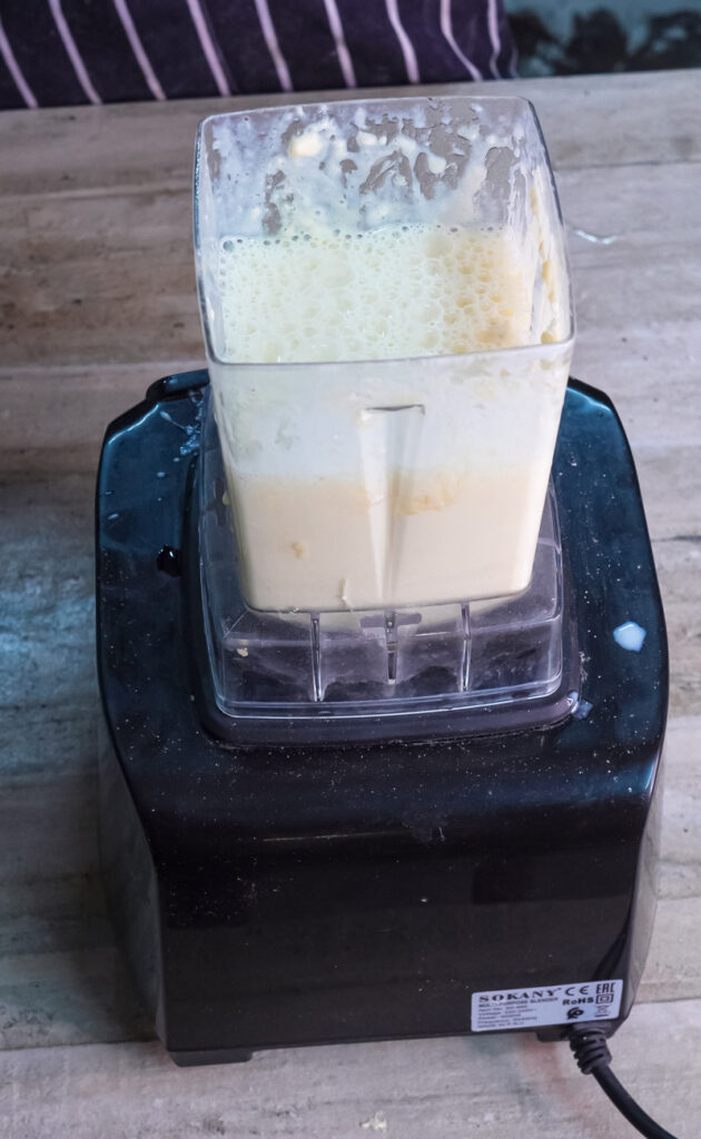 Smooth Dutch baby pancake batter in blender
