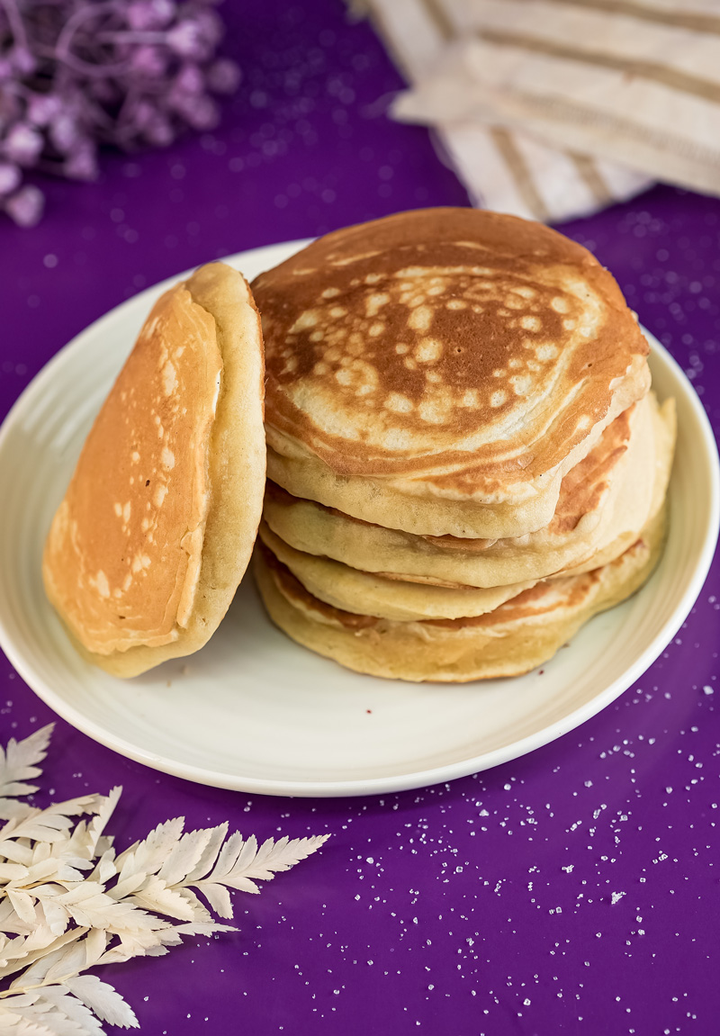 Thick gluten-free pancakes with golden-brown color