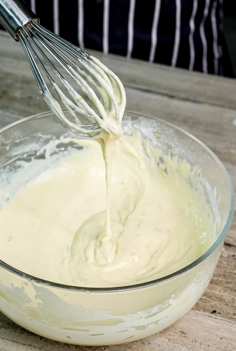 Whisking German Apple Pancake batter until smooth