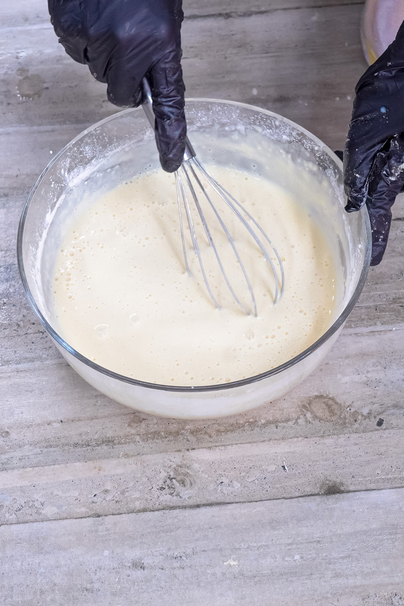 Whisking German pancake batter until smooth