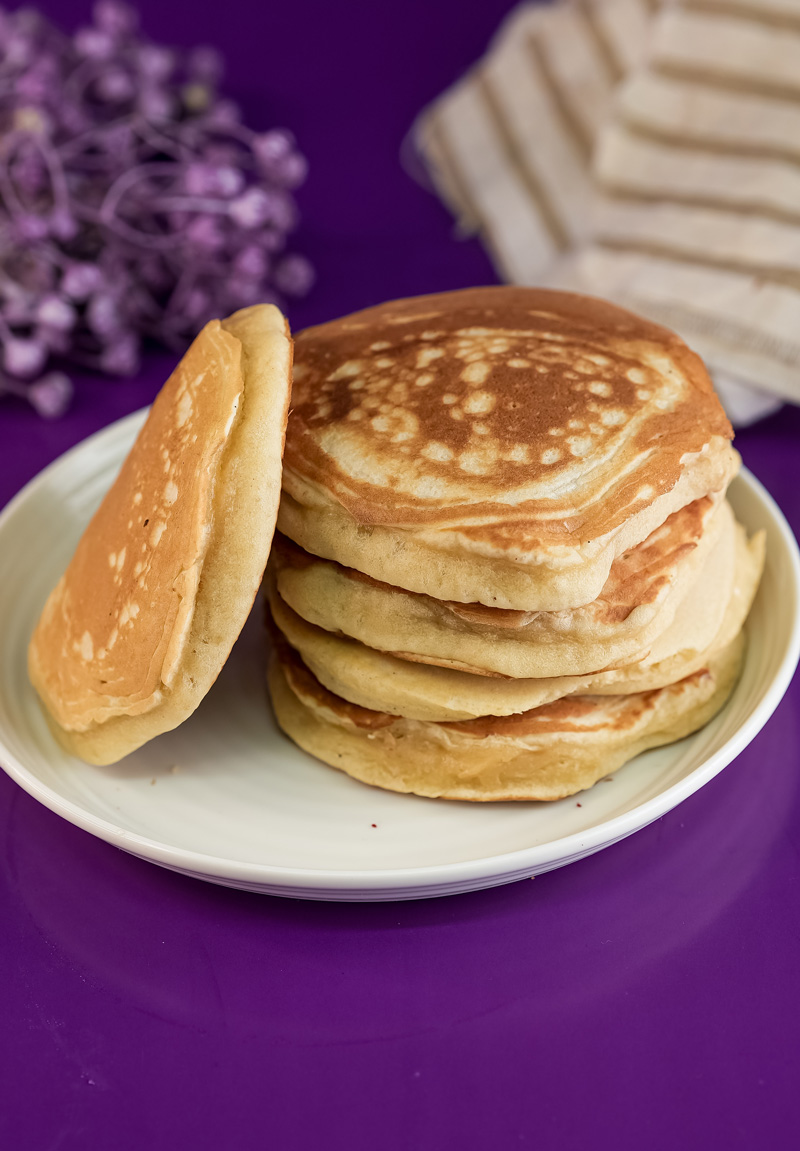 Close-up of fluffy gluten-free pancake stack