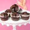 Close-up of peanut butter banana muffins with chocolate chunks