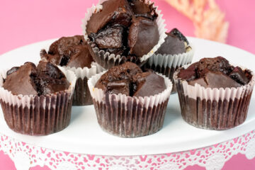 Close-up of peanut butter banana muffins with chocolate chunks