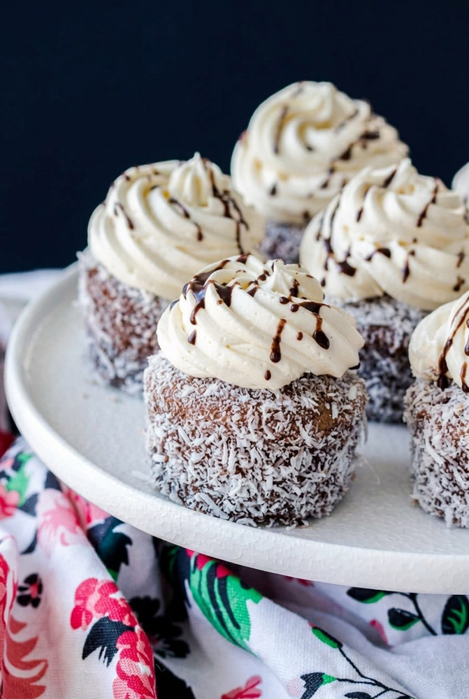 Lamington Cupcakes with Whipped Vanilla Buttercream