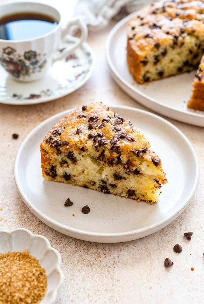 Serving Chocolate Chip Cake