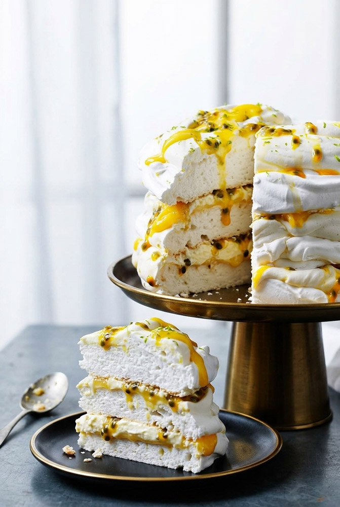 Passionfruit & Coconut Pavlova Stack