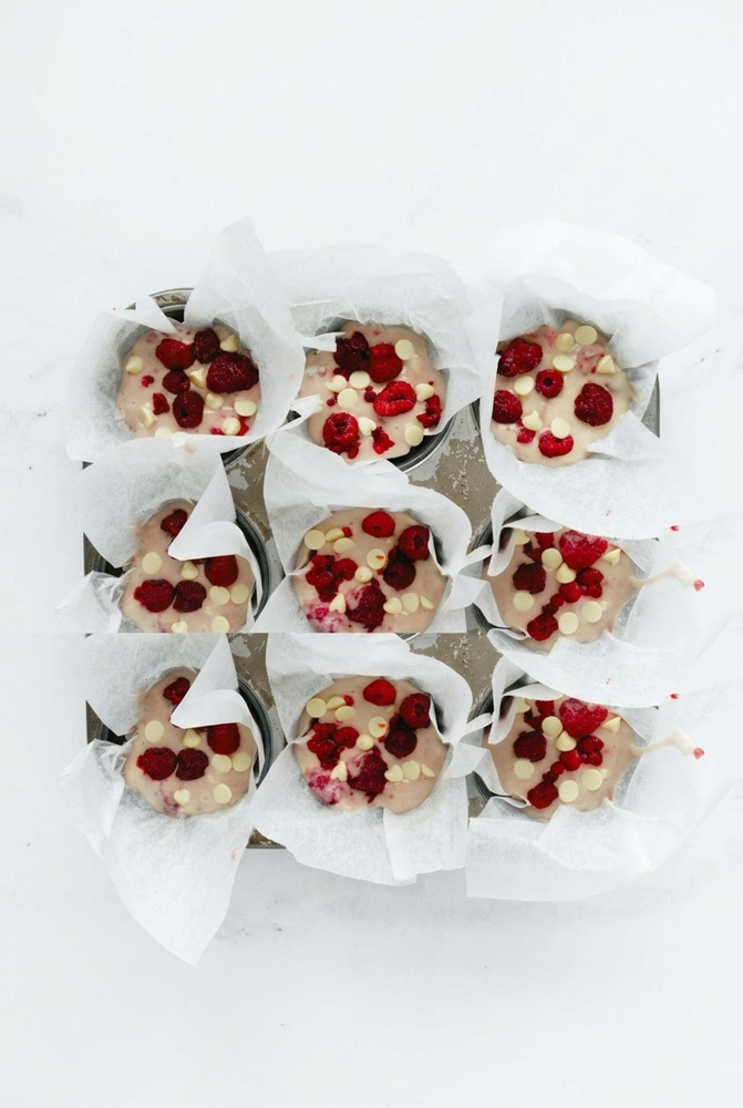 Prepare White Chocolate & Raspberry Muffins