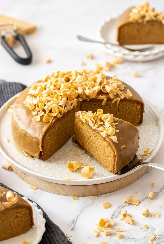 Serving Caramel Mud Cake