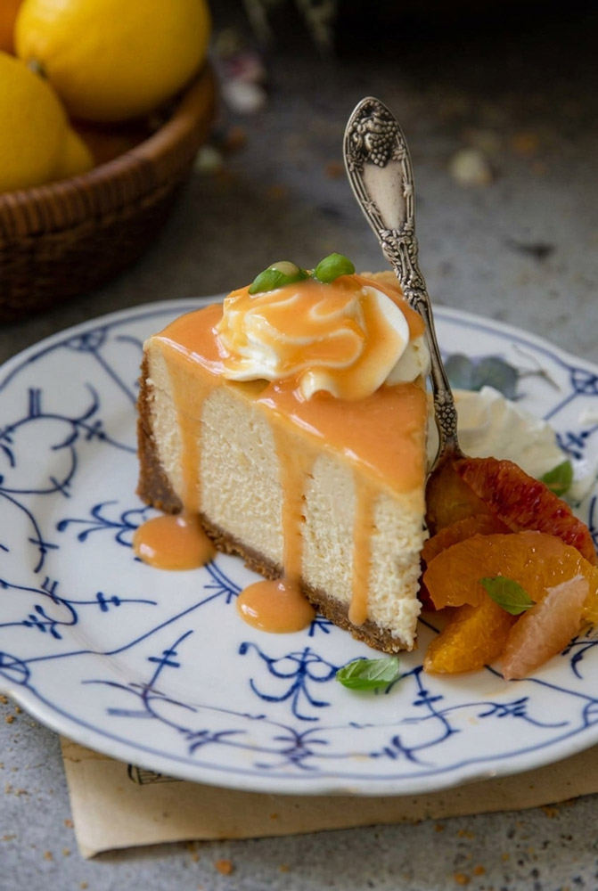 Customizations Earl Grey Cheesecake with Citrus Sauce