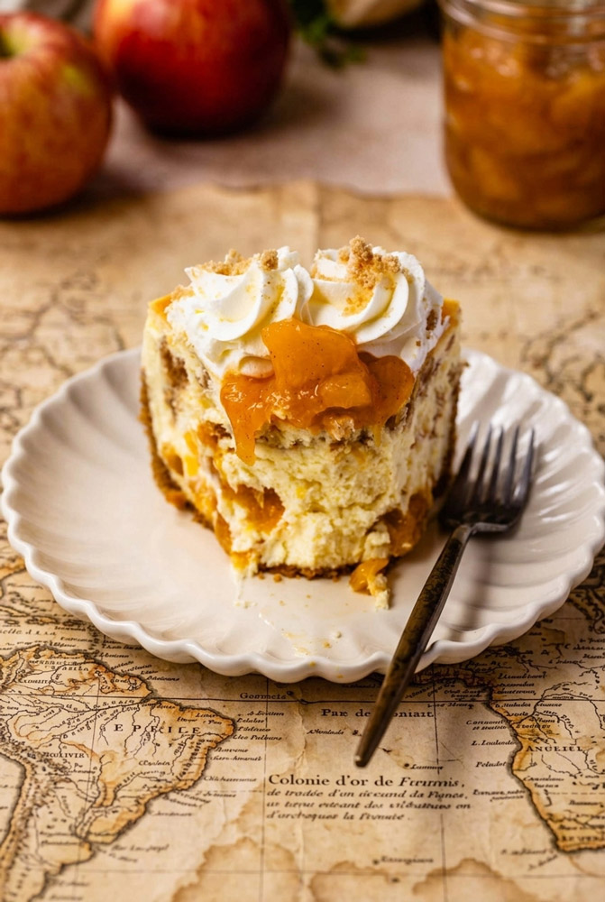 Serving Peach Cobbler Cheesecake