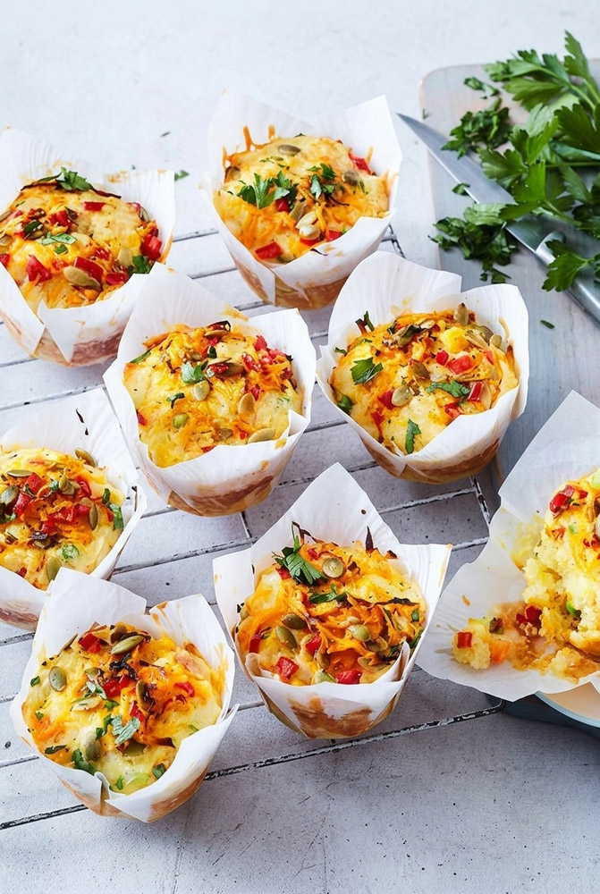 Veggie-Loaded Pumpkin and Cheese Muffins Recipe